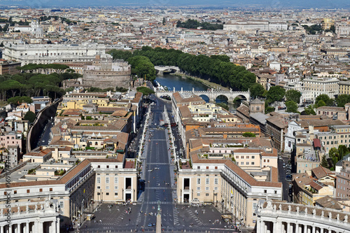 Fototapeta Naklejka Na Ścianę i Meble -  Rome aerial view from the dome of Saint Peter's Basilica - Rome, Italy 