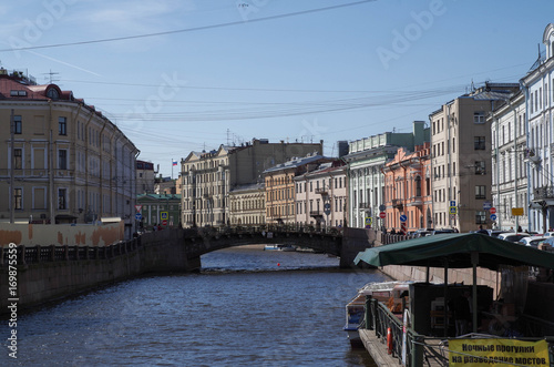 Communal works in the city to clean channels. St. Petersburg.