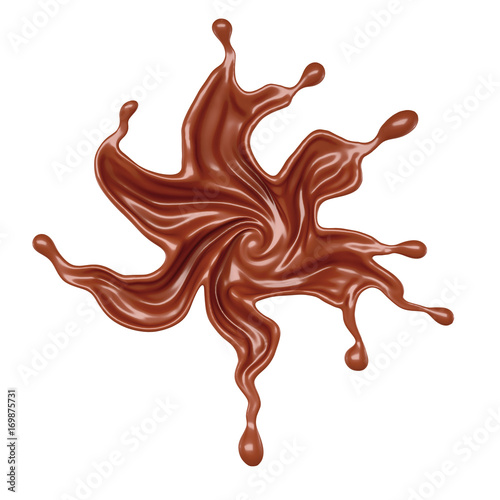 Chocolate flower splash. 3d illustration, 3d rendering.