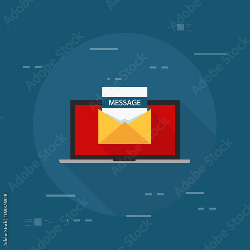 message letter. Email with message header, subject line. College acceptance, admission, employment, recruitment concepts. Modern flat design vector illustration