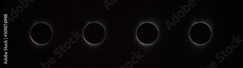 Solar prominences during solar eclipse, 4 images taken over 55 seconds