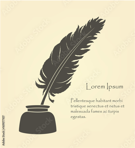 writing old feather with ink