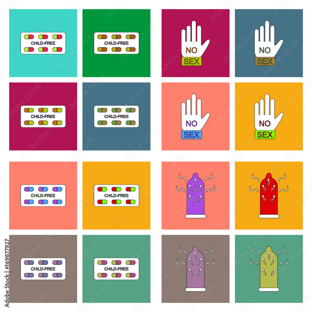 flat icon design collection birth control pills and no sex hand sign Stock  Vector | Adobe Stock