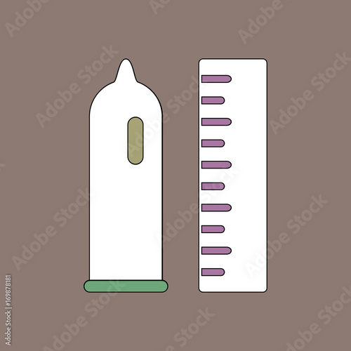 flat vector icon design collection condom and ruler