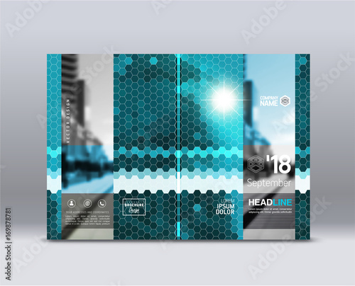 Cover design, corporate brochure template, magazine and flyer layout. Annual report. Geometric and polygonal objects. Vector illustration.
