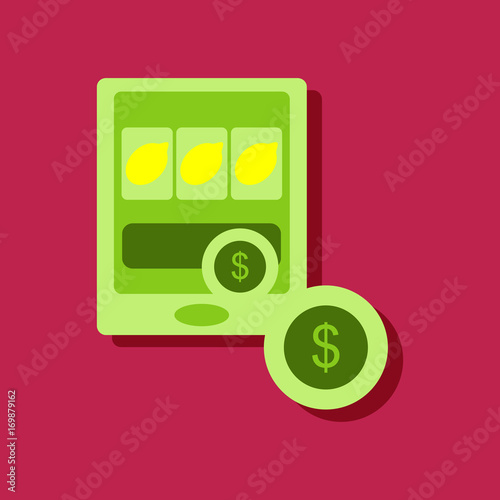 flat vector icon design collection casino slotmachine and money in sticker style