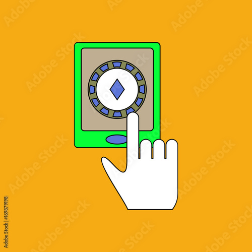 flat vector icon design collection hand and chip smartphone