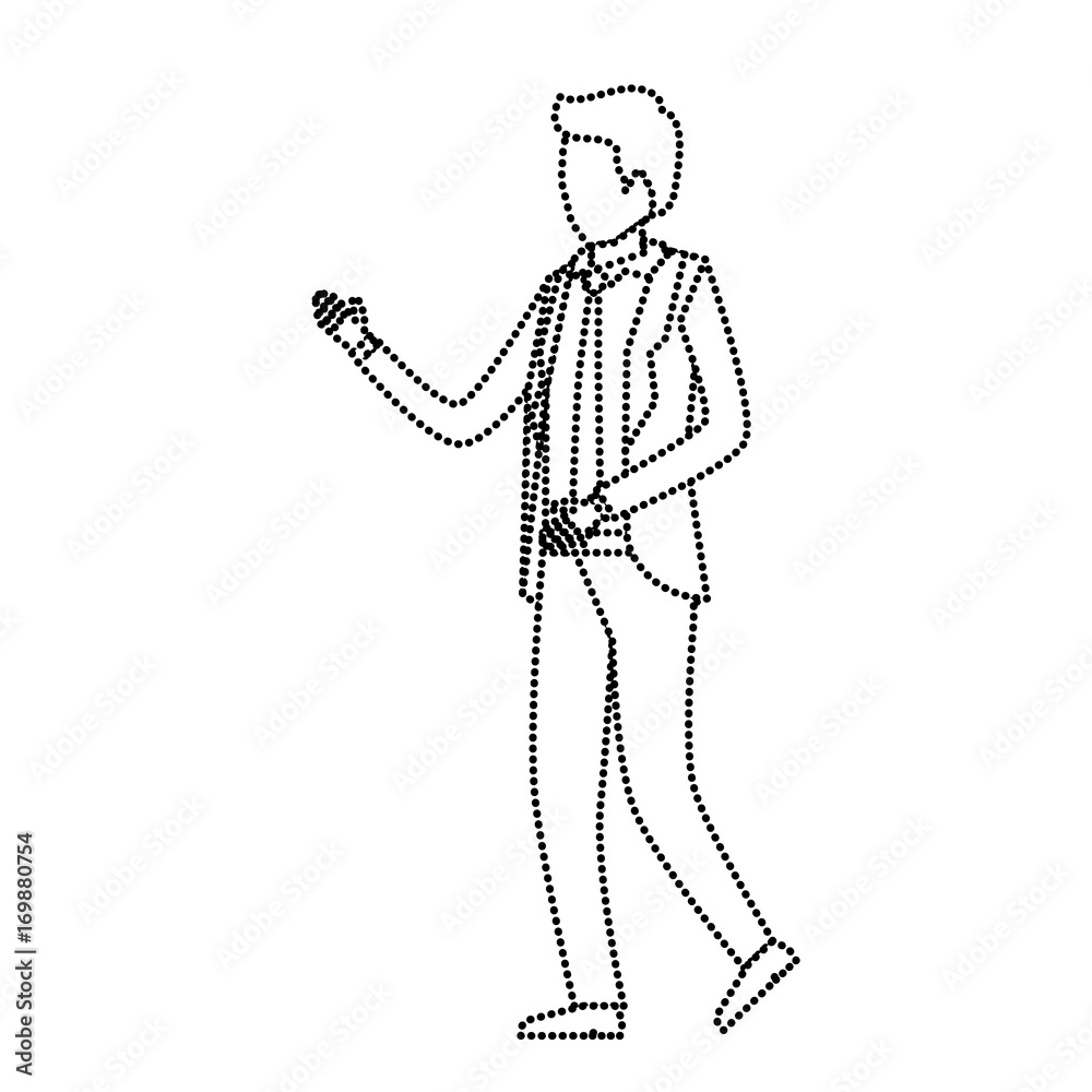 businessman faceless in suit monochrome silhouette dotted