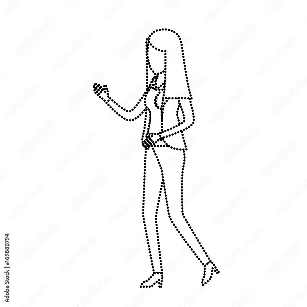Fototapeta premium business woman faceless in jacket and pants monochrome silhouette dotted