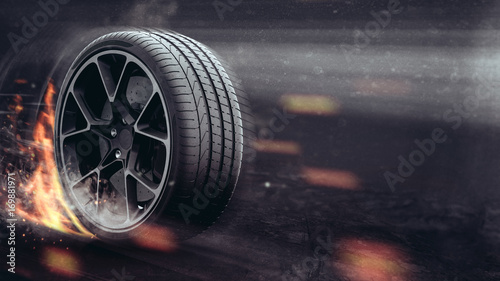 Performance tire  with gunge dust overlay  - 3D Illustration
