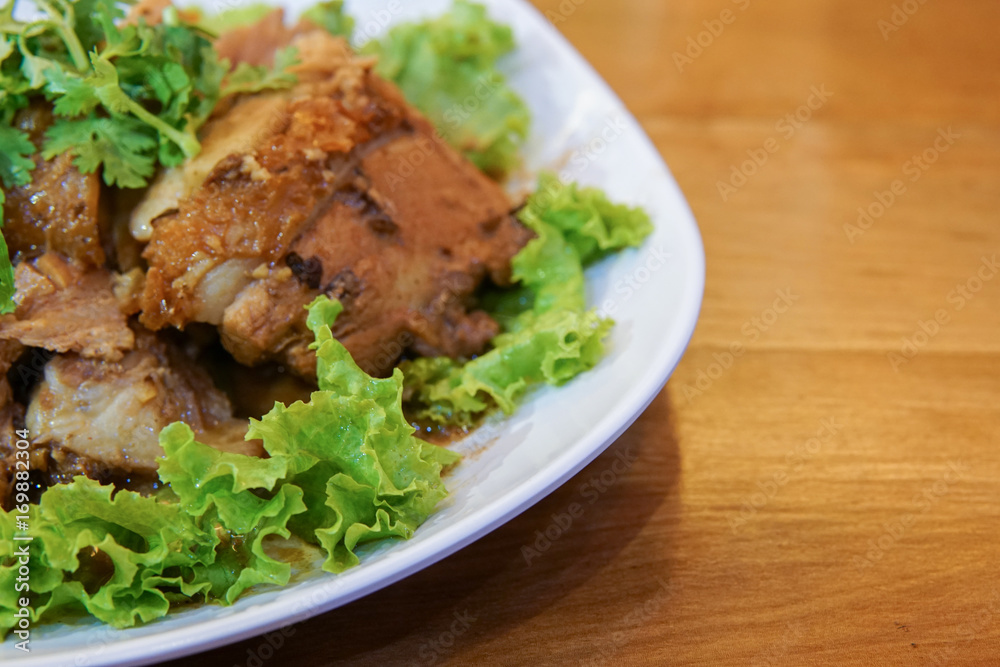  Pork in Sweet Gravy with herb Thai Food