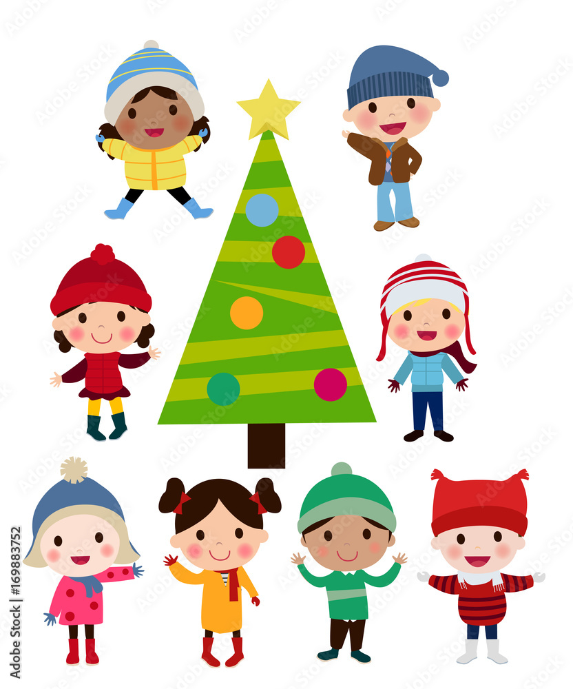 Kids and Christmas tree