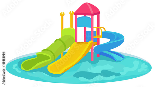 Aquapark with slides for family and children.