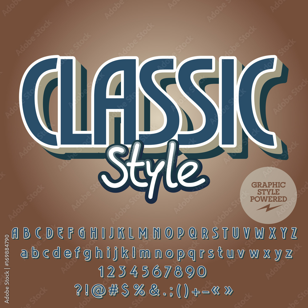 Fototapeta Elegant vector alphabet set. Font with text Classic Style. Contains graphic style.