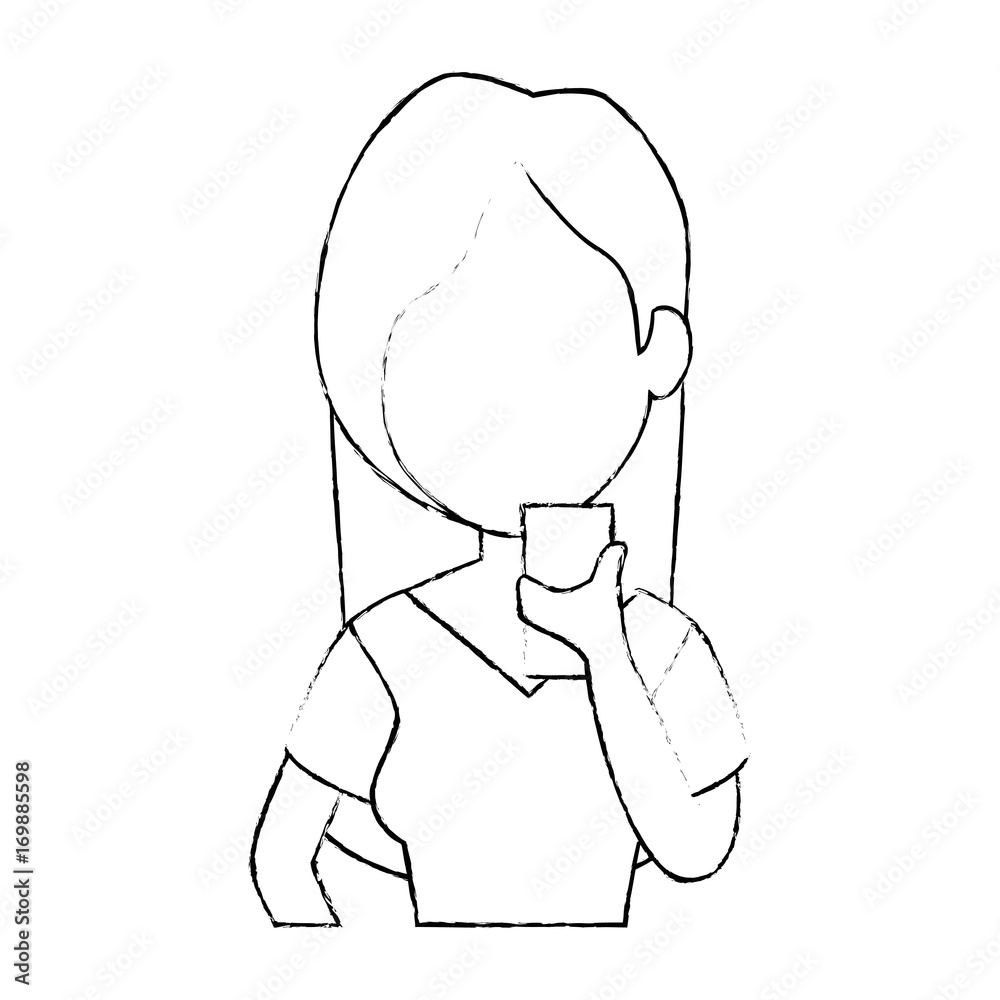 Obraz premium woman using smartphone character vector illustration design