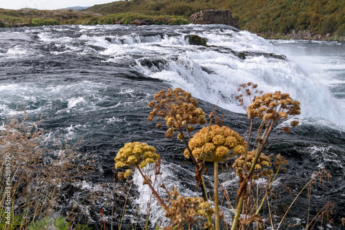 View of Faxi Waterfall on the Tungufljot River in Iceland. The waterfall is a stop on the Golden Circle tour out of Reykjavik. photo