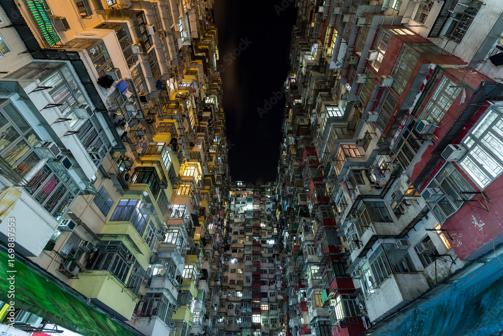 Compact life in Hong Kong at night