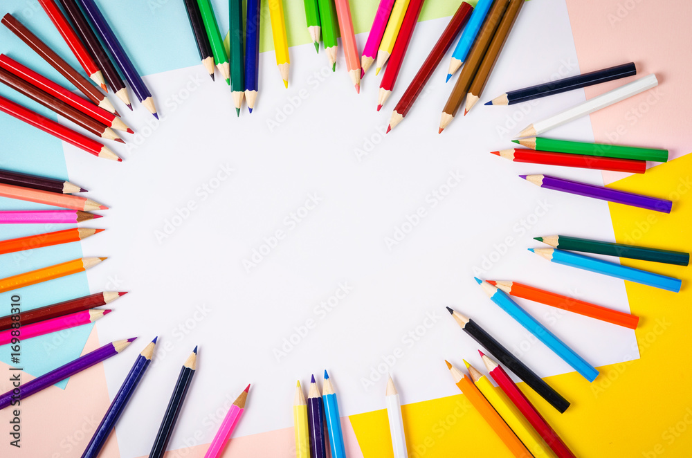 Fototapeta premium color pencils with empty space.