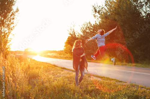 Couple at a country road