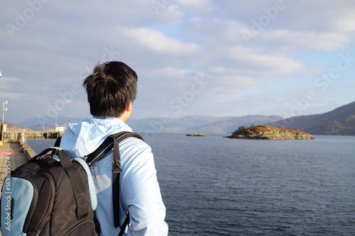 man look at scenery