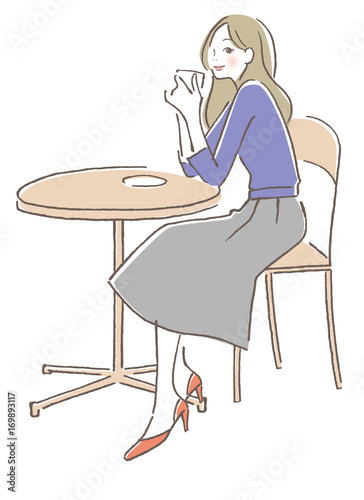 カフェ　女性
