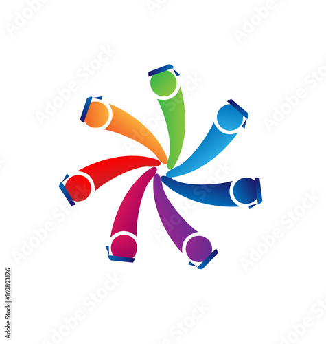 Teamwork graduates with cap alumni logo vector