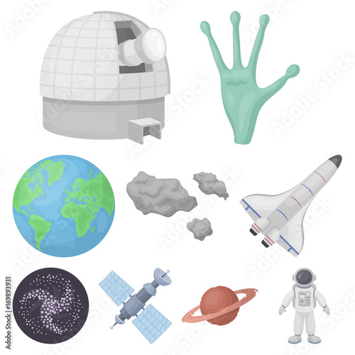Space set icons in cartoon style. Big collection of space vector symbol stock illustration