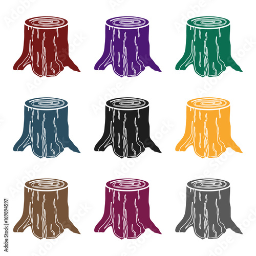 Tree stump icon in black style isolated on white background. Sawmill and timber symbol stock vector illustration.