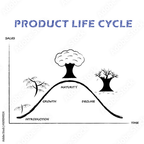 Product Life Cycle (Line) on White Background