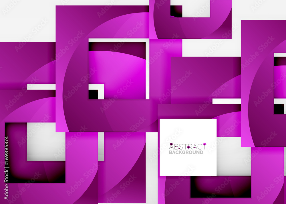 Fototapeta premium Squares geometric object in light 3d space, abstract background