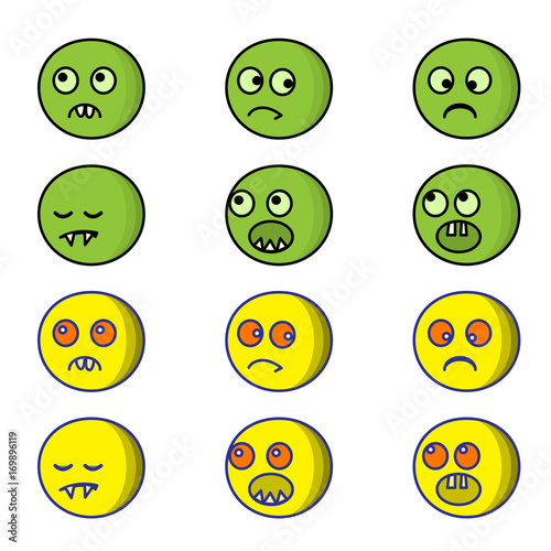 Set of scary and nasty monsters icons