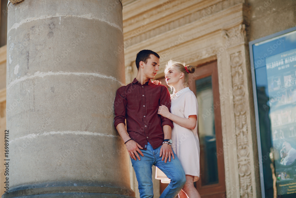 couple in a town