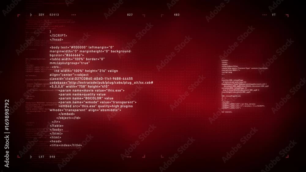 4K Computer Code Scrolling Red - Computer code scrolling in abstract cyberspace. This clip is available in multiple color options and loops seamlessly.