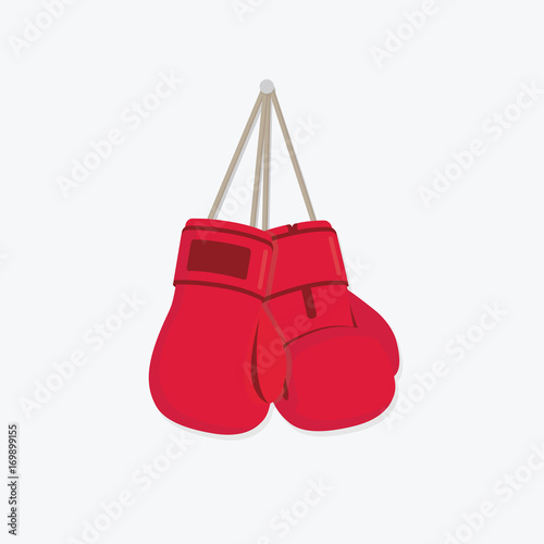 Hanging Boxing Glove Illustration. Flat Design of Red Boxing Glove