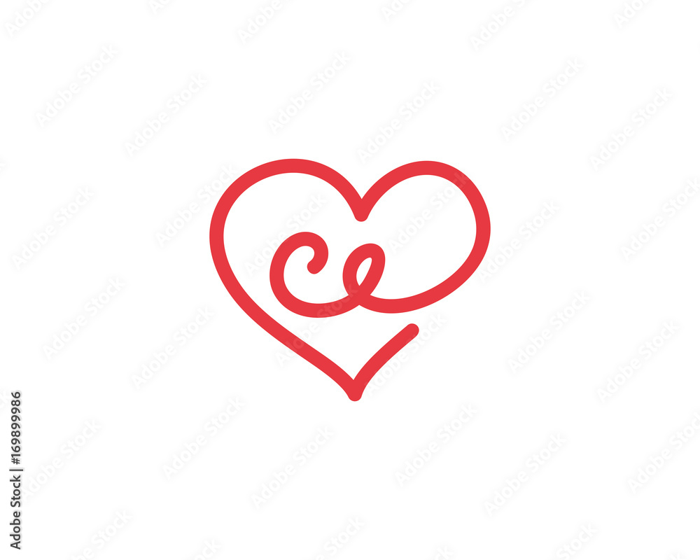 Lowercase letter ce and heart 1