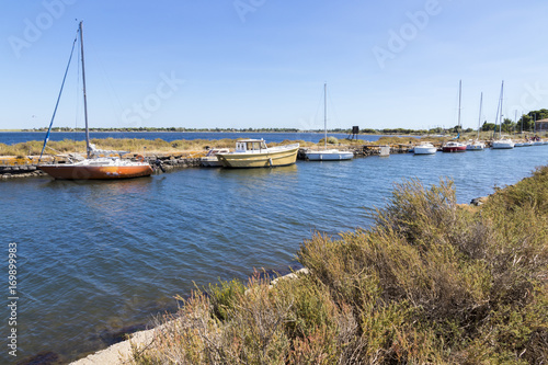 Boats in the Canal du Midi at Les Onglous. A World Heritage Site. Agde  France