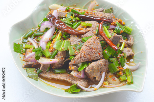 pork liver spicy  salad (Thai food) photo