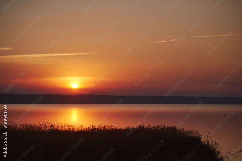 Beautiful view of the sea lit by the sun