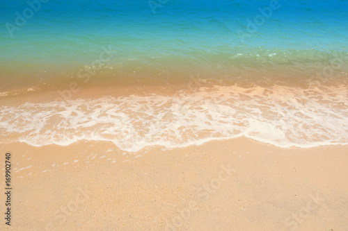 Wave & Sand beach background , holiday or relax in summer concept. 