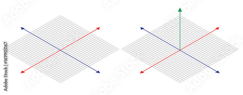 Isometric drawing a thirty degreesangle is applied to its sides. The cube opposite. 3d coordinate axis vector . Isometric Grid vector