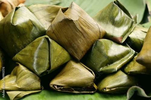 dough wrapped in banana leaves