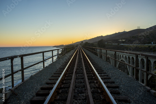 Railroad tracks on the bridge