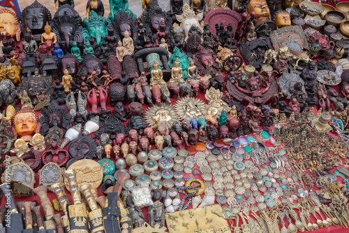 Souvenirs, jewelry and handicraft at flea market, Kathmandu, Nepal