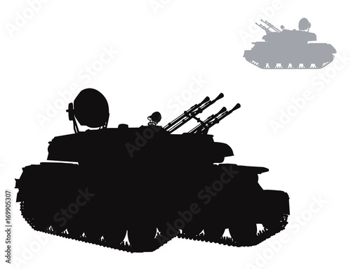 Military silhouettes. Vector AA gun photo