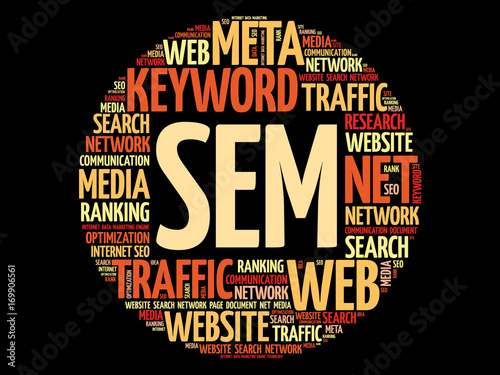 SEM - Search Engine Marketing word cloud, business concept
