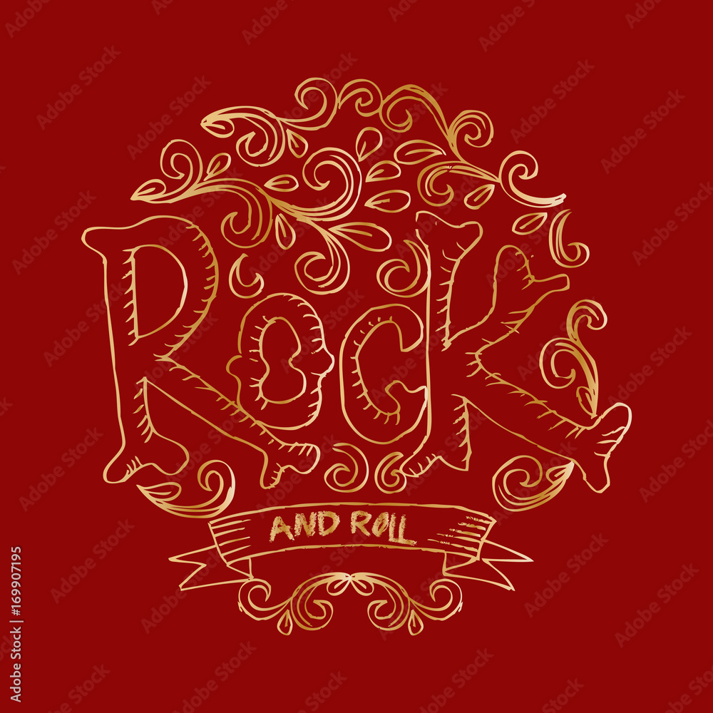 Rock and Roll lettering.