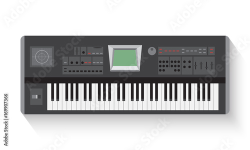 Simple  synthesizer flat  icons on white background. Musical instruments flat icons
