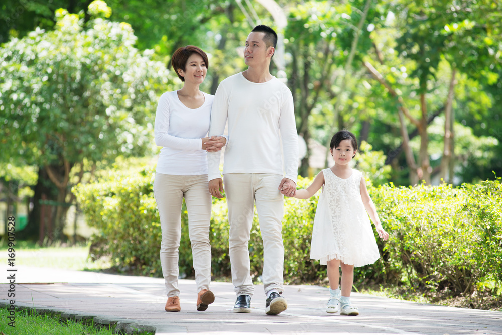 Young happy Asian family spending time together at the park. Young happy Asian family spending time together at the park.
