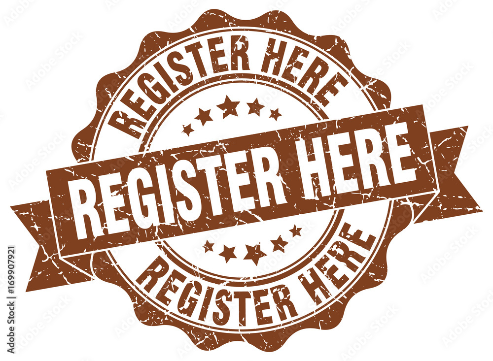 Obraz premium register here stamp. sign. seal