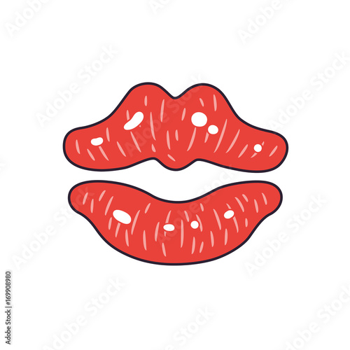 Red lips vector icon.